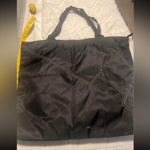 Black Tote Bag with cat Zigzag Stitching